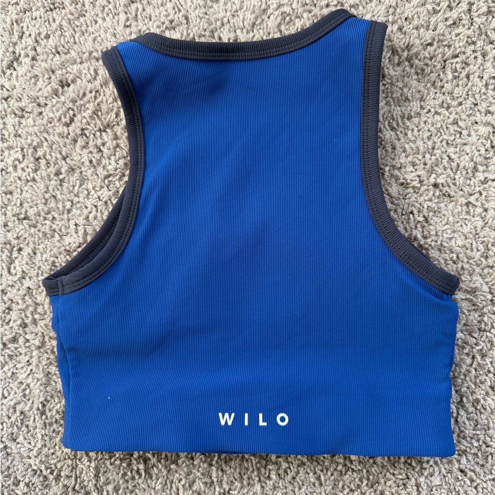 Wilo The Label Colorblock Racer Sports Bra XS Cobalt Red Ribbed - Picture 4 of 4